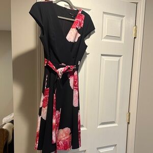 Black Halo dress with Pink Floral Print